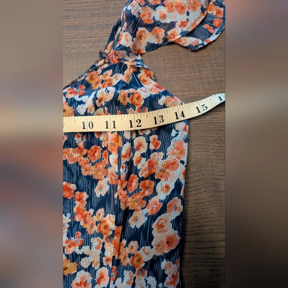 Joie Silk Floral Sleeveless Dress Navy & Pink 100% Silk Flutter Sleeve Pleated S - Picture 14 of 14